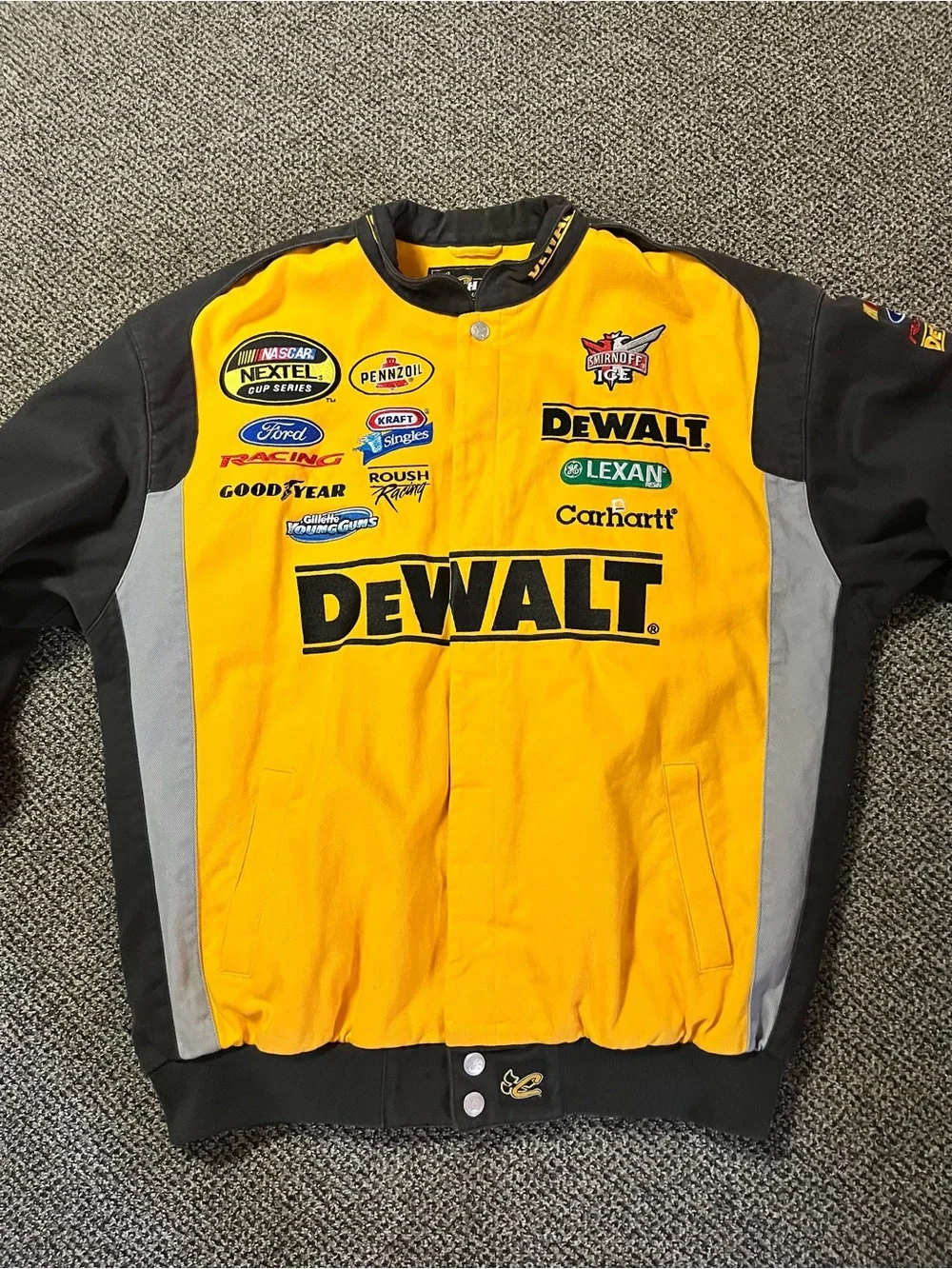 Vintage Y2K Chase Authentics Dewalt NASCAR Jacket Yellow Black XL Heavy Duty